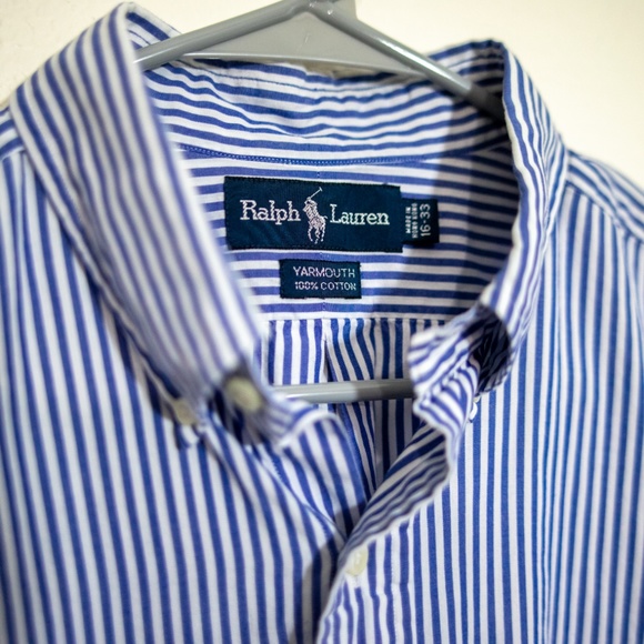 Ralph Lauren Blue and White Stripe Button Down 16 - Picture 1 of 4